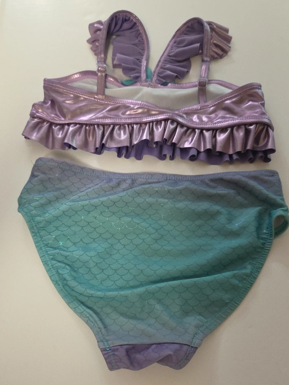 Girls approximate Size 6/8  Mermaid three-Piece Set - Purple & Teal